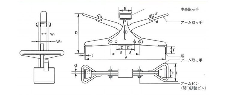 鷹牌UGH型混凝土吊夾具尺寸圖 鷹牌UGH型混凝土吊夾具尺寸圖