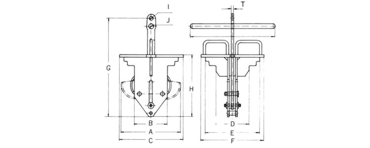 EFG型支柱基礎(chǔ)塊起吊用夾鉗尺寸圖 EFG型支柱基礎(chǔ)塊起吊用夾鉗尺寸圖