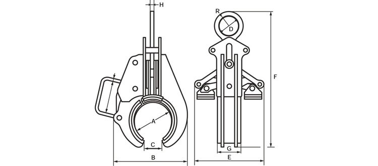 KH管起吊用夾具尺寸圖 KH管起吊用夾具尺寸圖