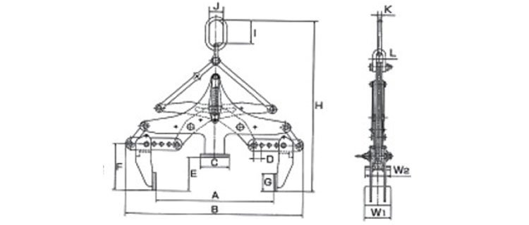 BTSW石材起吊用夾鉗尺寸圖 BTSW石材起吊用夾鉗尺寸圖