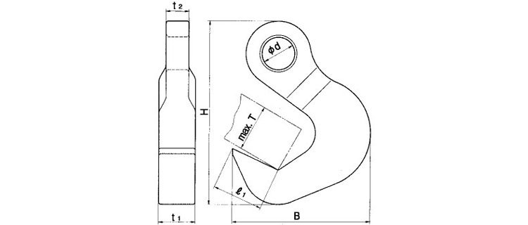 C鋼板起重鉗尺寸圖 C鋼板起重鉗尺寸圖
