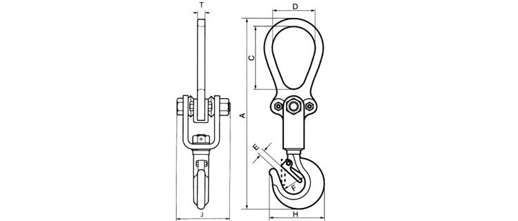 ZN絕緣起重吊鉤尺寸圖 ZN絕緣起重吊鉤尺寸圖