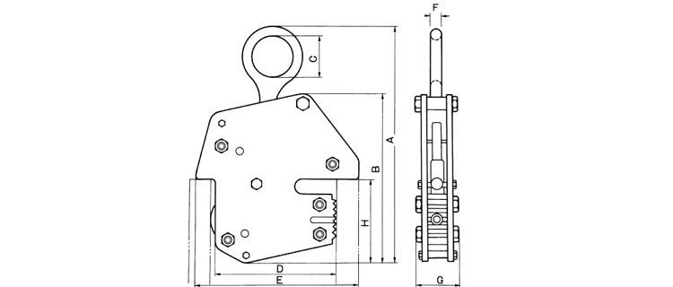 IV鋼板吊鉗尺寸圖 IV鋼板吊鉗尺寸圖