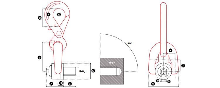 DSH型盧森堡旋轉(zhuǎn)吊環(huán)尺寸圖