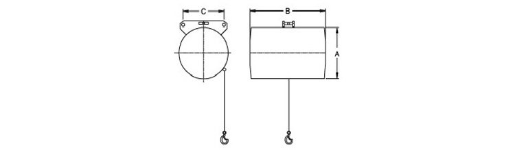 東星單繩氣動平衡器,單機(jī)單繩氣動平衡器尺寸圖