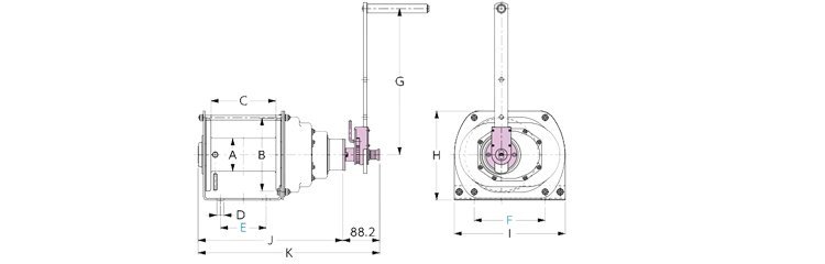 PRW手搖絞盤尺寸圖 PRW手搖絞盤尺寸圖