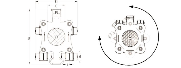 JKB型轉(zhuǎn)向搬運(yùn)坦克車尺寸圖 JKB型轉(zhuǎn)向搬運(yùn)坦克車尺寸圖