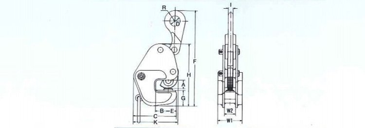 GD橫吊鋼板起重鉗尺寸圖