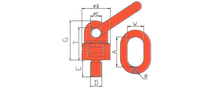 萬向旋轉吊環,旋轉吊環尺寸圖